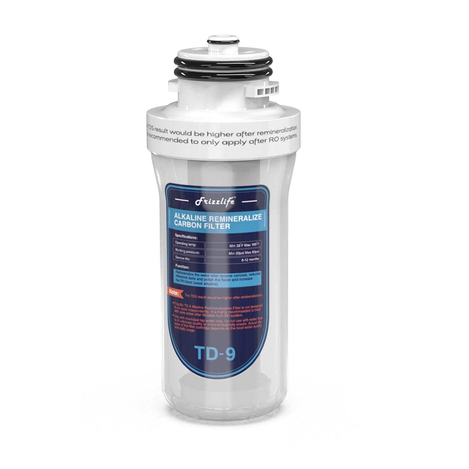 Frizzlife TD-F2 Ersatzfilterkartusche für TD-9, Remineralisierungs-Alkalifilter