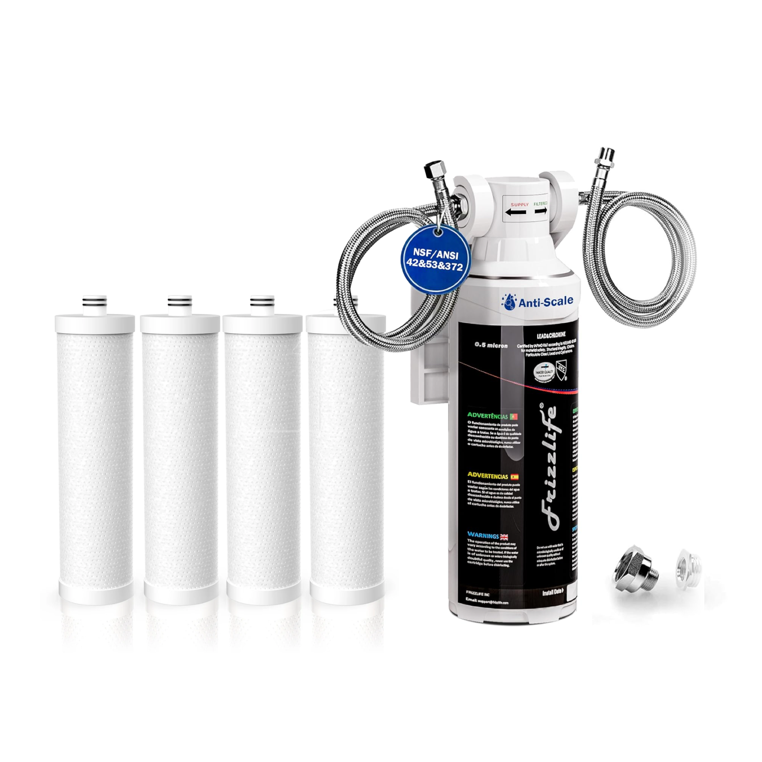Frizzlife MK99 Untertisch-Wasserfilter inkl. Ersatzfilter-Set für ein Jahr