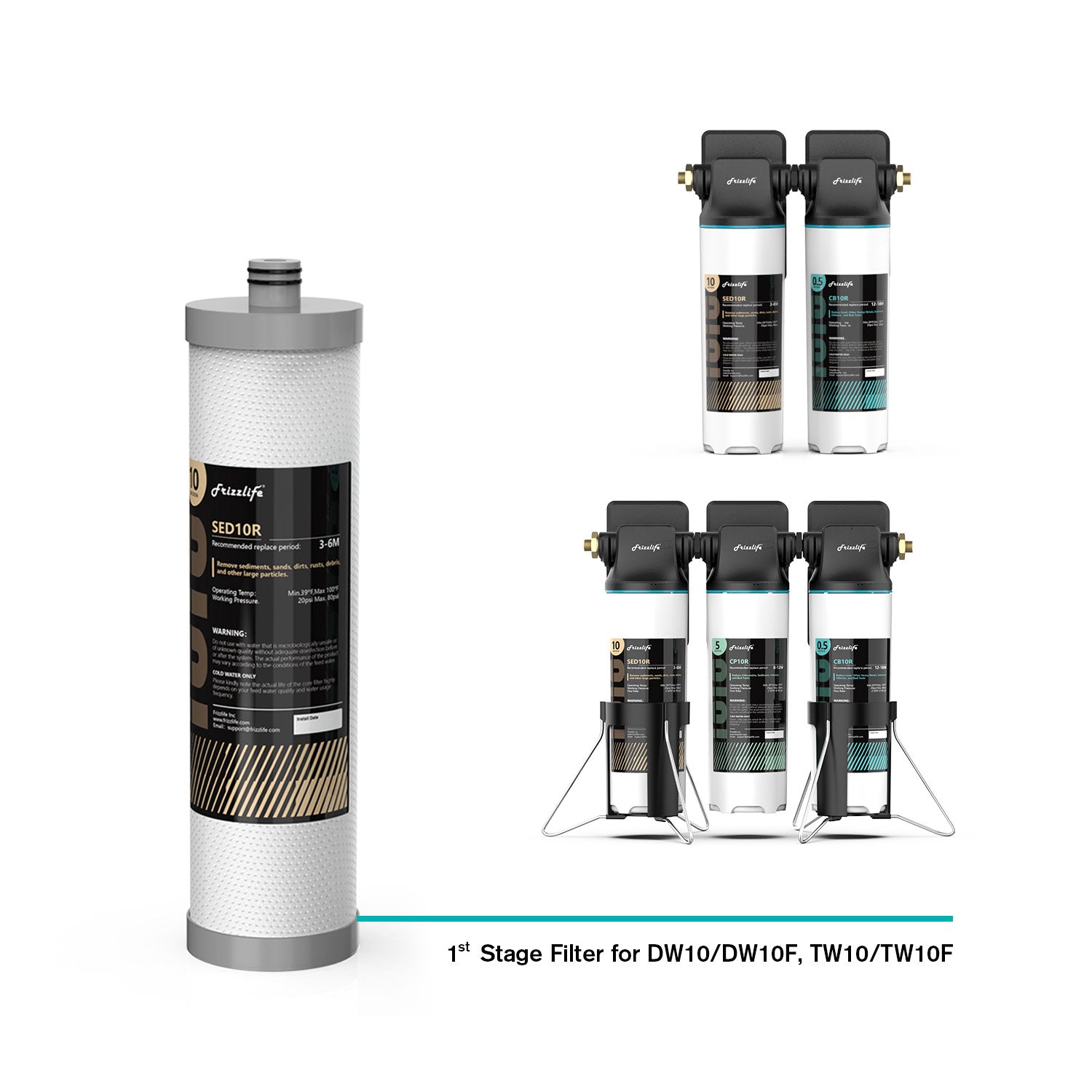 Cartuccia filtro di ricambio Frizzlife SED10R per DW10, TW10