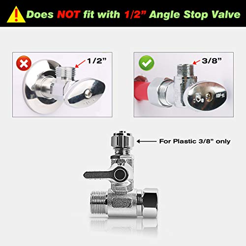 Frizzlife Messing-Zulaufwasseradapter – 3/8 Zoll, 3/8 Zoll Comp und 3/8 Zoll OD Kompressions-Winkelabsperrventiladapter für 3/8-Zoll-Wasserleitungs-Umkehrosmose-Wasserfilter, Kaffeemaschinen und Eismaschinen