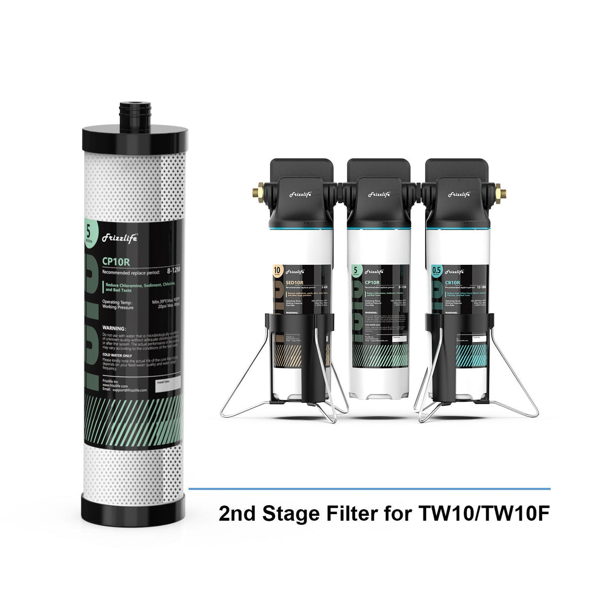 Frizzlife CP10R (2nd stage) replacement filter cartridge for TW10 Under-sink water filter