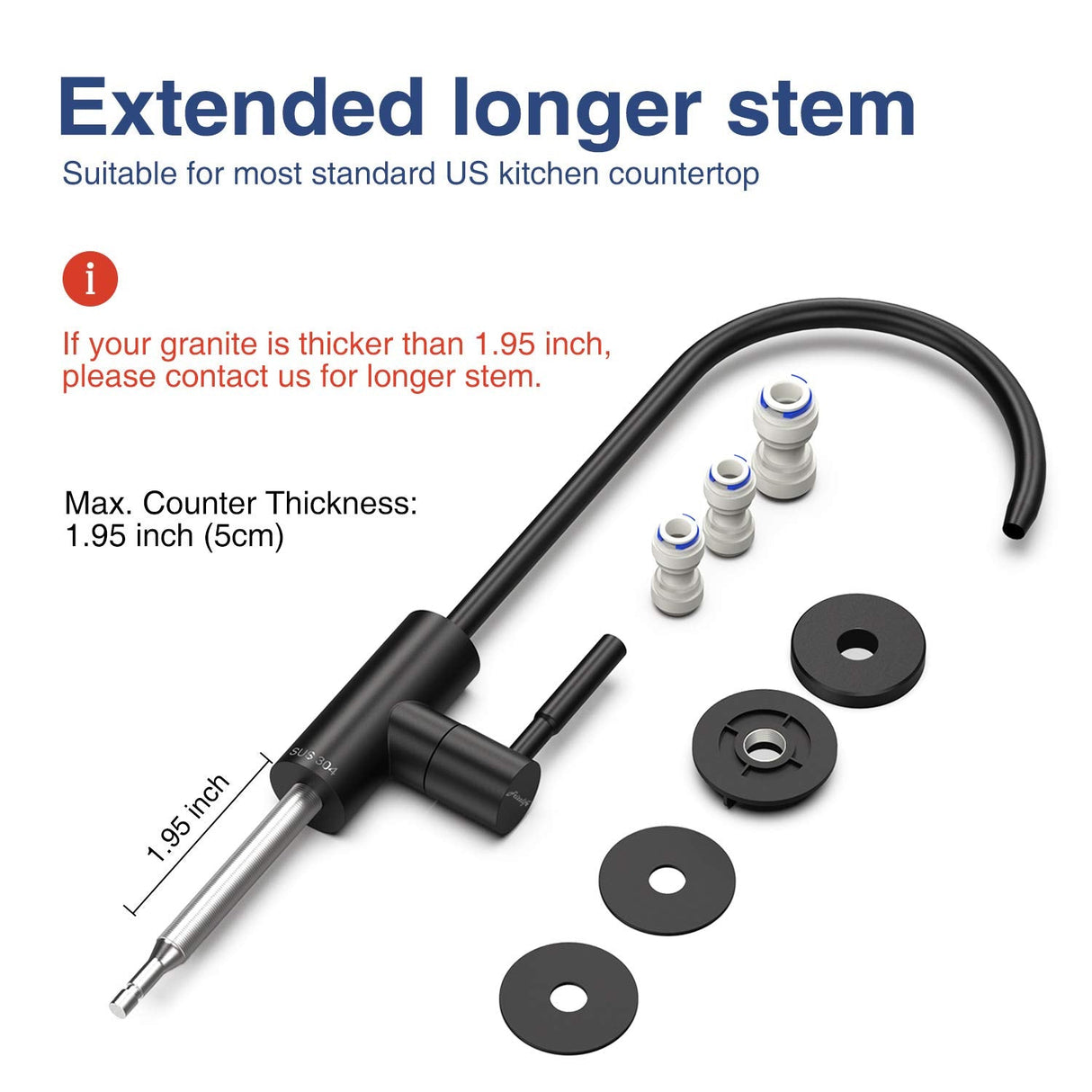 Frizzlife RO water filter tap-drinking water tap fits for most reverse osmoses systems and water filter systems-SUS304 stainless steel, black