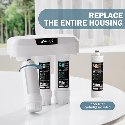 Frizzlife SKP-HF Ersatzgehäuse-Kits (4er-Pack) mit Filterkartuschen im Inneren für das Untertisch-Wasserfiltersystem SK99 und SP99