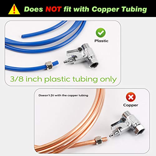 Frizzlife Messing-Zulaufwasseradapter – 3/8 Zoll, 3/8 Zoll Comp und 3/8 Zoll OD Kompressions-Winkelabsperrventiladapter für 3/8-Zoll-Wasserleitungs-Umkehrosmose-Wasserfilter, Kaffeemaschinen und Eismaschinen