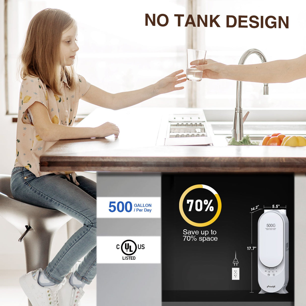 Frizzlife 500 GPD Durchlauferhitzer-Umkehrosmosesystem mit Alkalinisierung und Remineralisierung, PX500-A