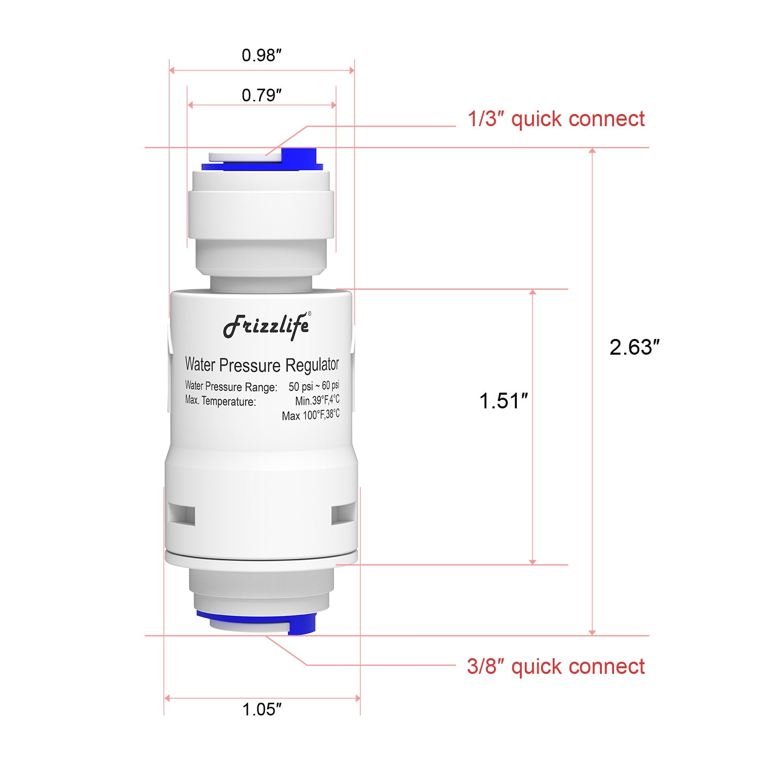 Regulador de presión Frizzlife PRV03 para sistema de filtración de agua