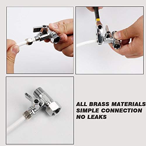 Frizzlife Messing-Zulaufwasseradapter – 3/8 Zoll, 3/8 Zoll Comp und 3/8 Zoll OD Kompressions-Winkelabsperrventiladapter für 3/8-Zoll-Wasserleitungs-Umkehrosmose-Wasserfilter, Kaffeemaschinen und Eismaschinen