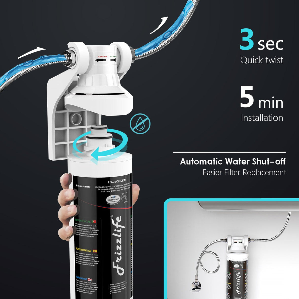 Frizzlife MK99 Subt table water filter
