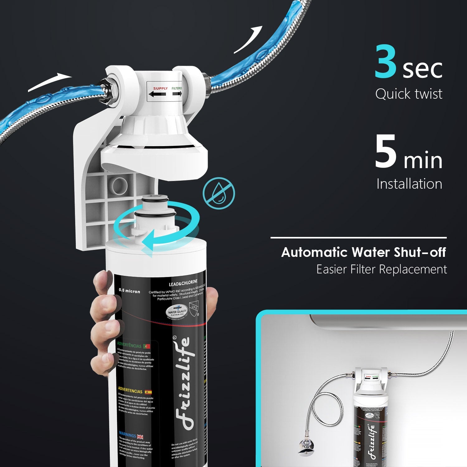 Frizzlife MK99 Subt table water filter