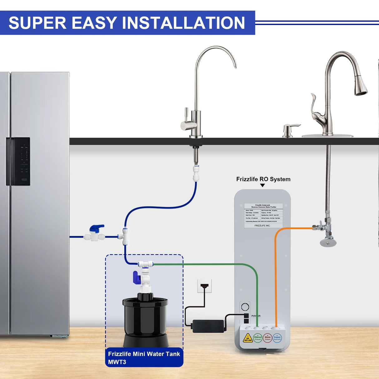 Frizzlife mini water tank for reverse osmosesystems - MWT3