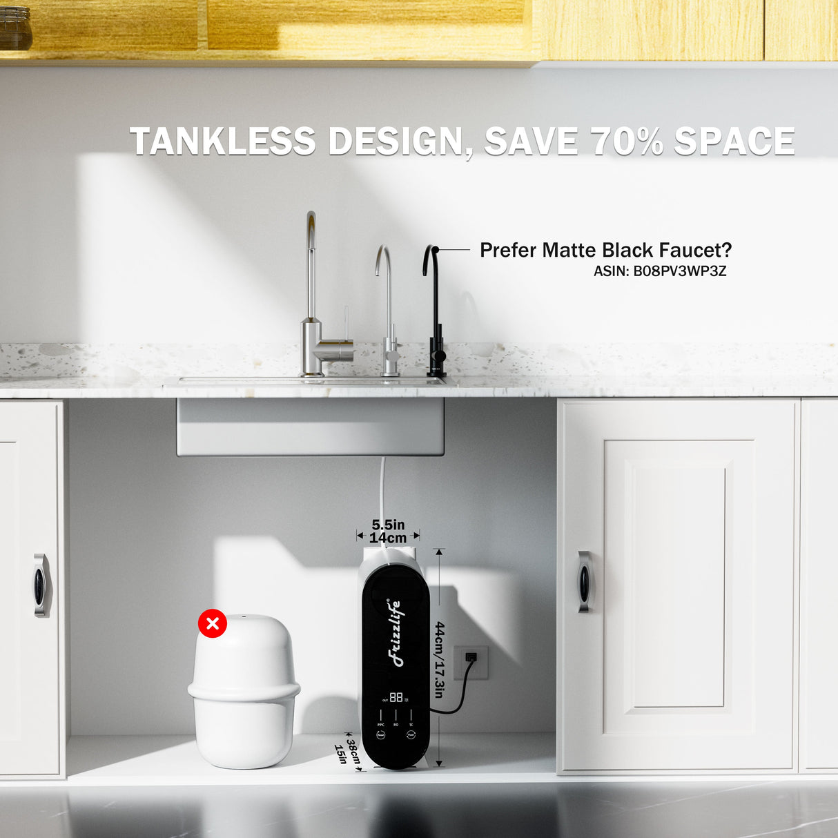 Frizzlife reverse osmosis water filter system-600 GPD Fast Flow Subtian-RO water filter, tankless, reduced TDS, 8 levels, 1.5: 1 pure to drain, compact, px600