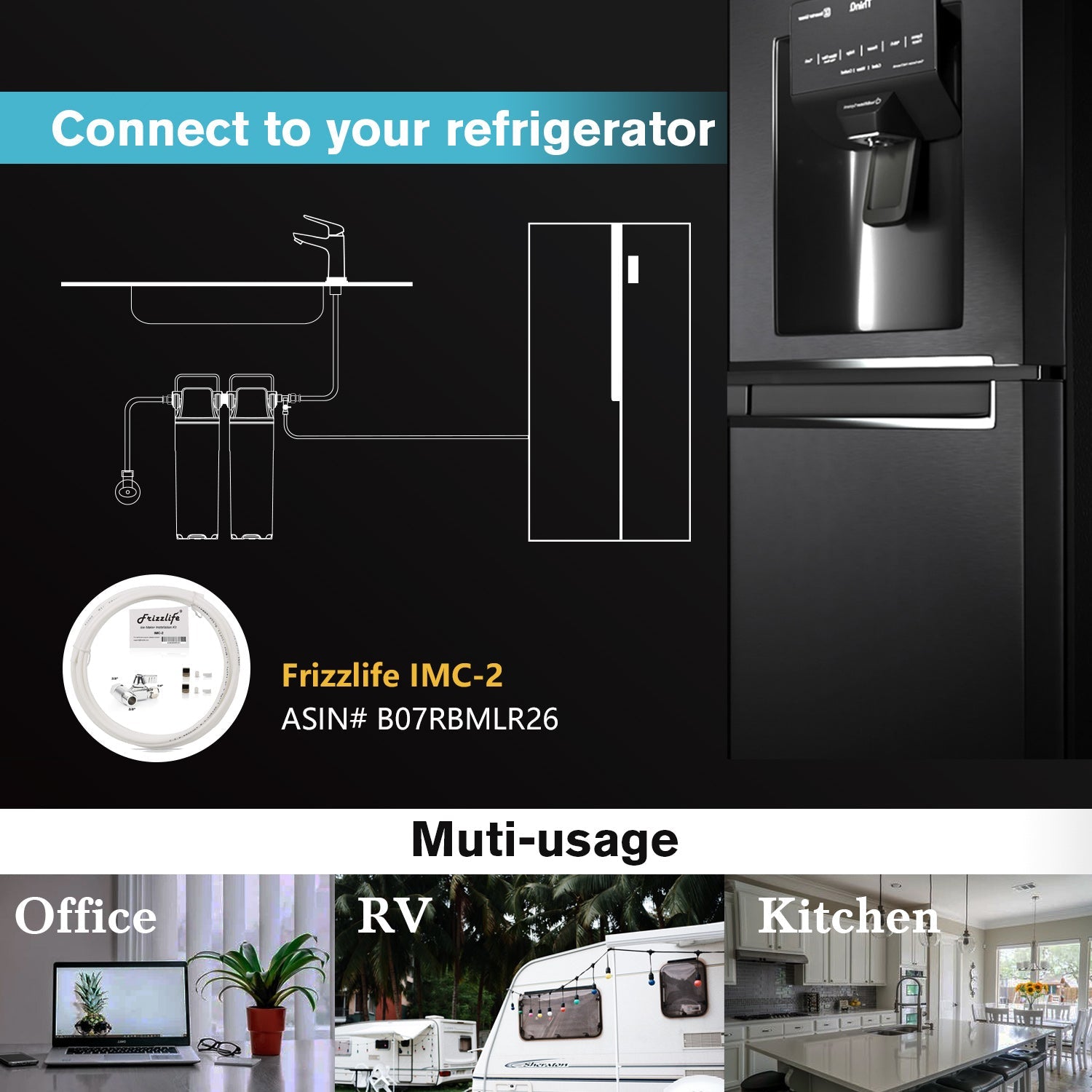 Frizzlife DW10/DW15 Untertisch-Wasserfiltersystem, NSF/ANSI 53&42 zertifizierte Elemente, direkt angeschlossener 2-stufiger Wasserfilter