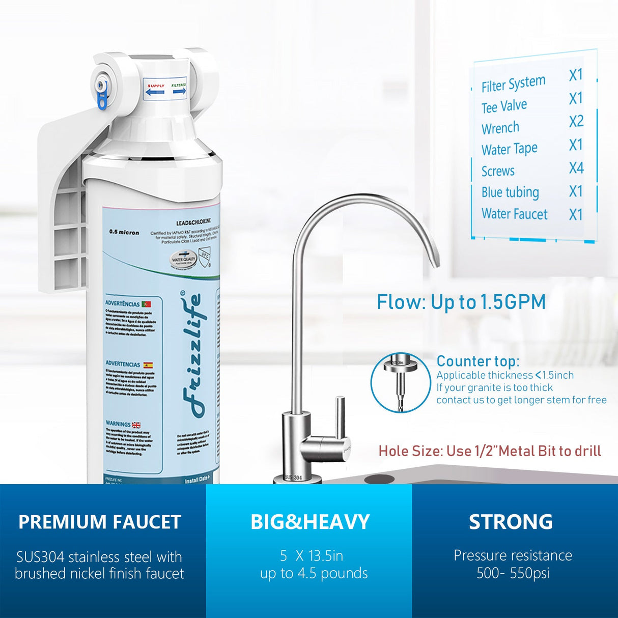 【Pre -order】 Frizzlife MP99 Under Sink Water Filter with Drinking Faucet