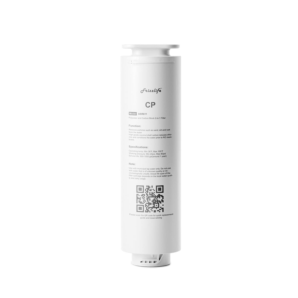 Frizzlife ASR611 Ersatzfilterkartusche für PD1200 Umkehrosmosesystem (1. Stufe)