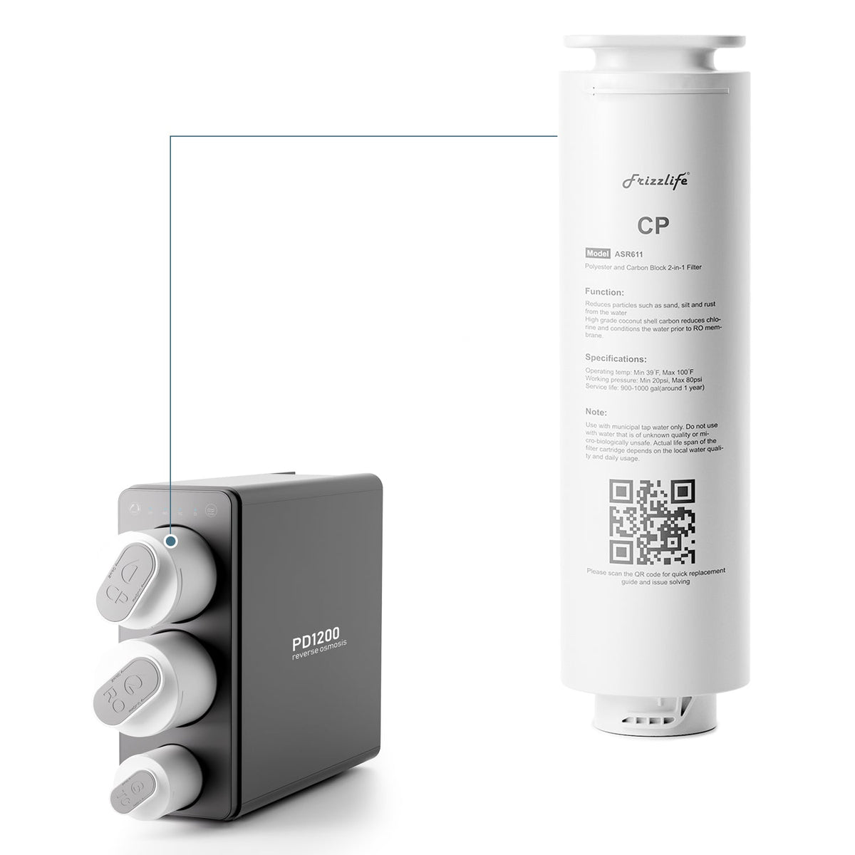 Frizzlife ASR611 Ersatzfilterkartusche für PD1200 Umkehrosmosesystem (1. Stufe)