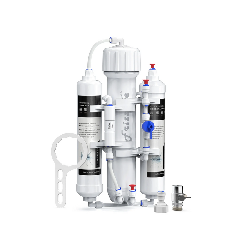 FRIZZLIFE Umkehrosmosesystem für Aquarien, kompaktes RO-Wasserfiltersystem, 3-stufig, für tropische Fische, Diskus, Meerwasser, kompatibel mit 190 l, 280 l oder 380 l GPD-Membran (190 l)