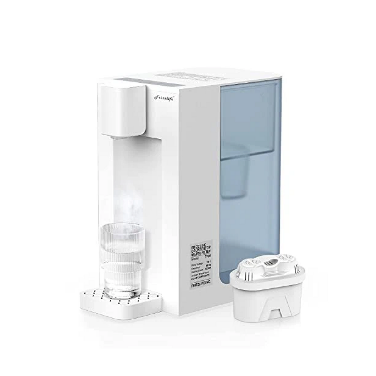Frizzlife T900 Countertop Water Filtration System, Instant Hot Water Filter Dispenser, 4 temperature, zero installation, 1 filter included