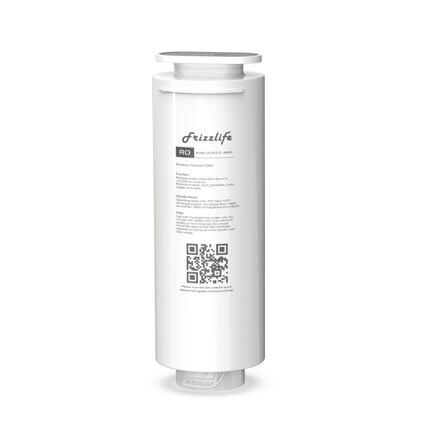 Frizzlife ASR212-400G replacement filter cartridge for PD400 RO Untertisch filter system (2nd stage)