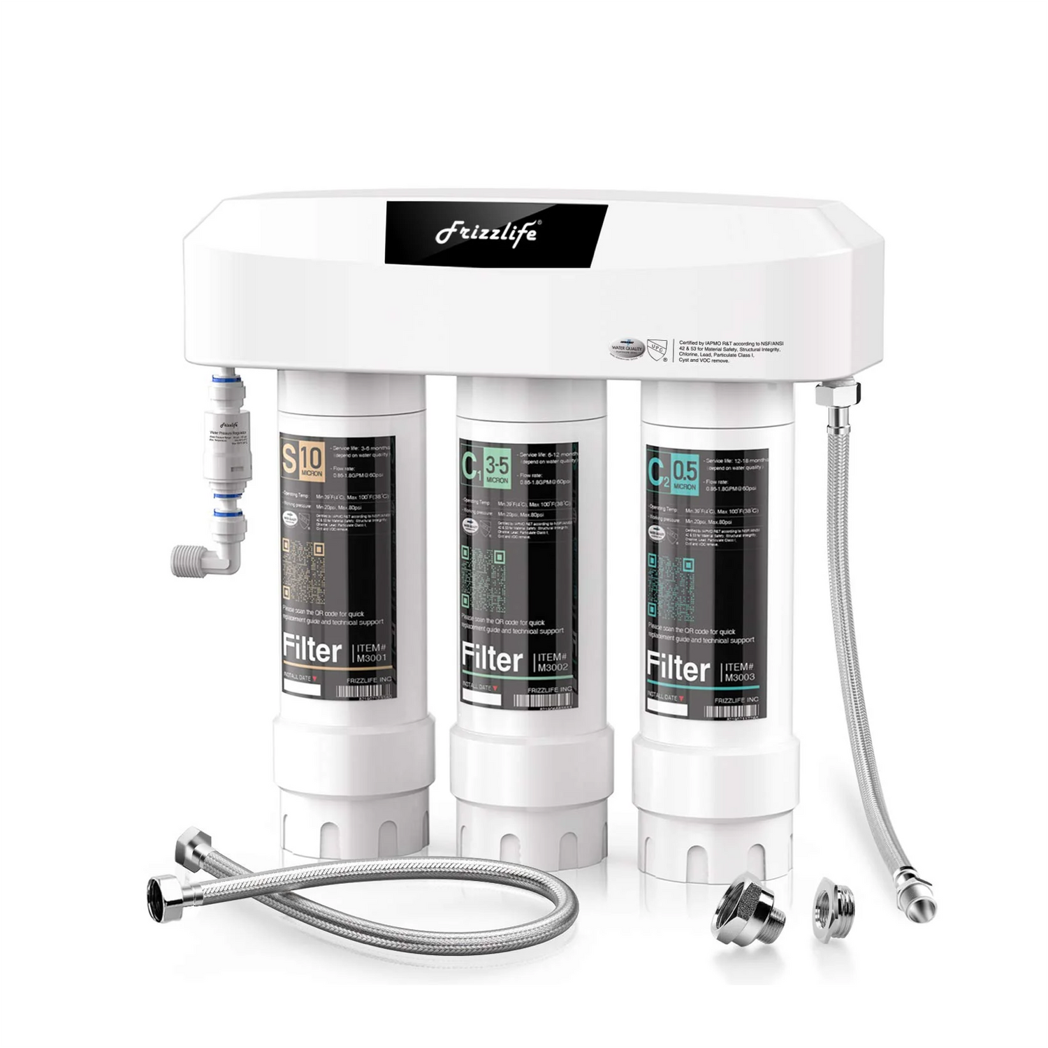 Frizzlife 3-stufiges Untertisch-Wasserfiltersystem SK99-NEW, Direktanschluss