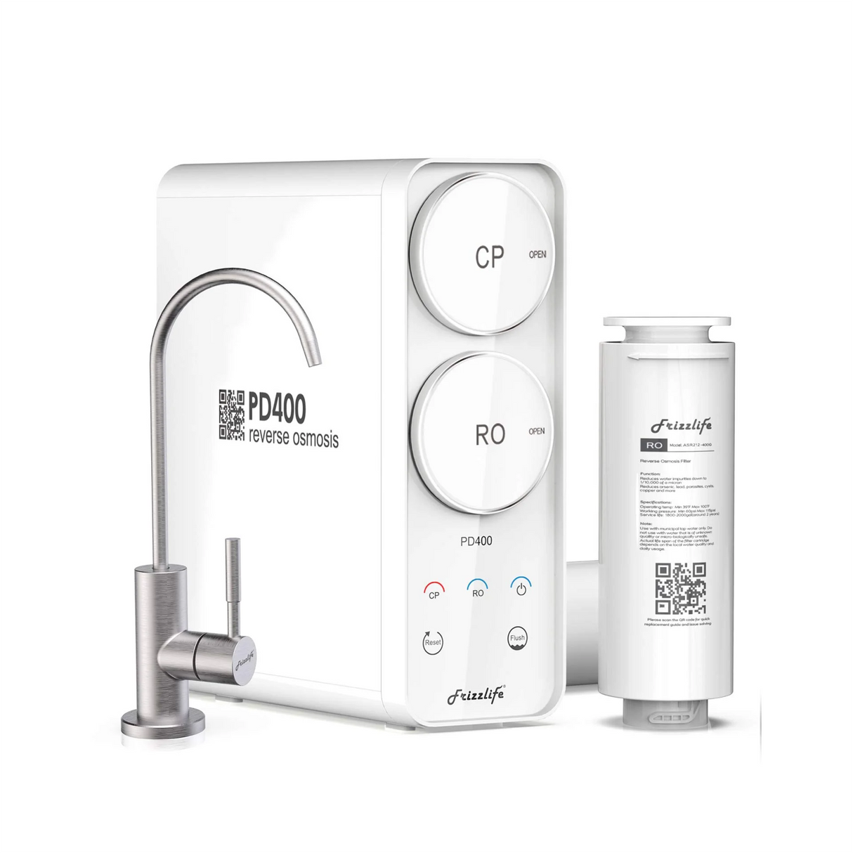 Frizzlife 400 GPD throughlauferhitzer reverse osmosesystem, PD400