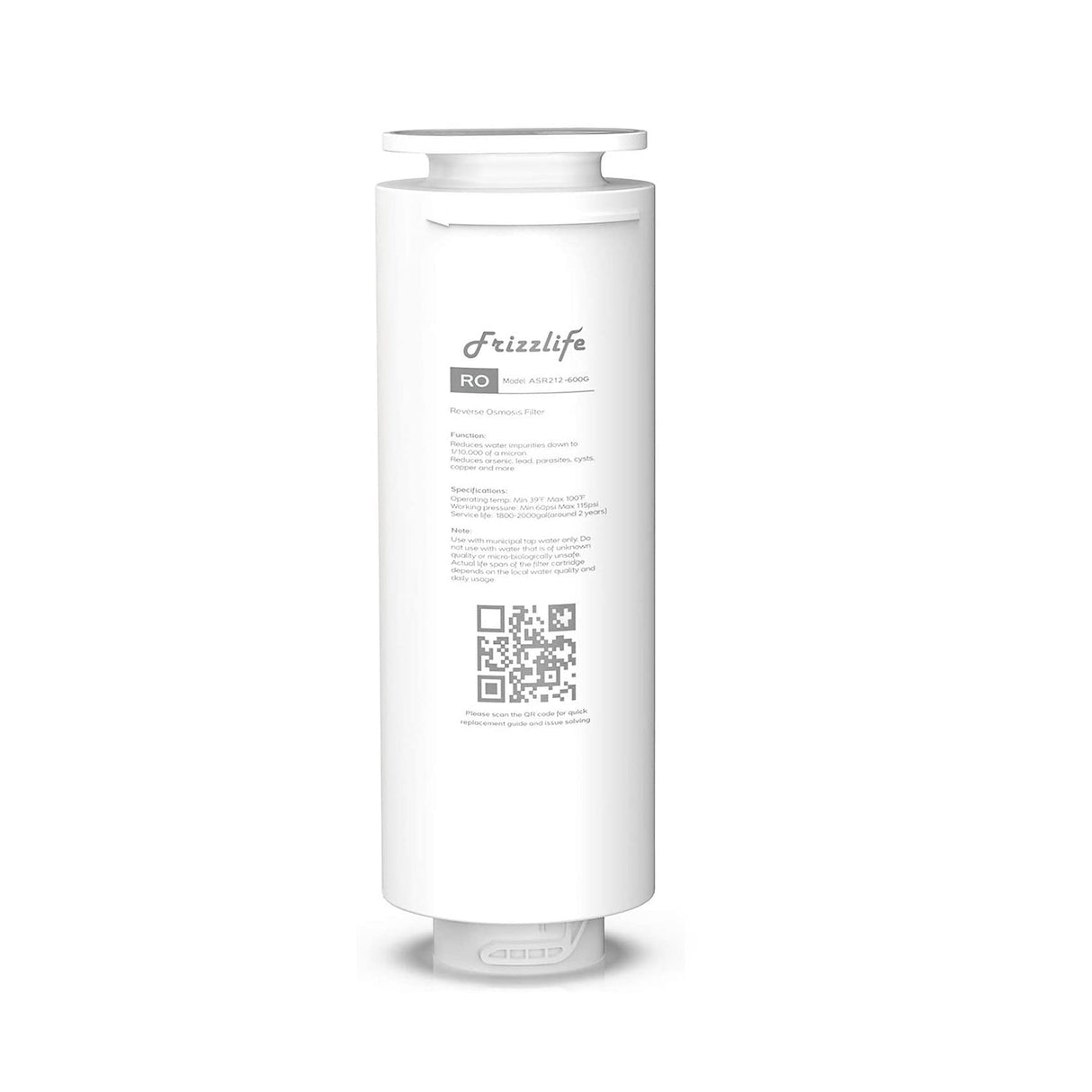Frizzlife ASR212-600G RO replacement filter cartridge for PD600 RO Untertisch filter system (2nd stage)