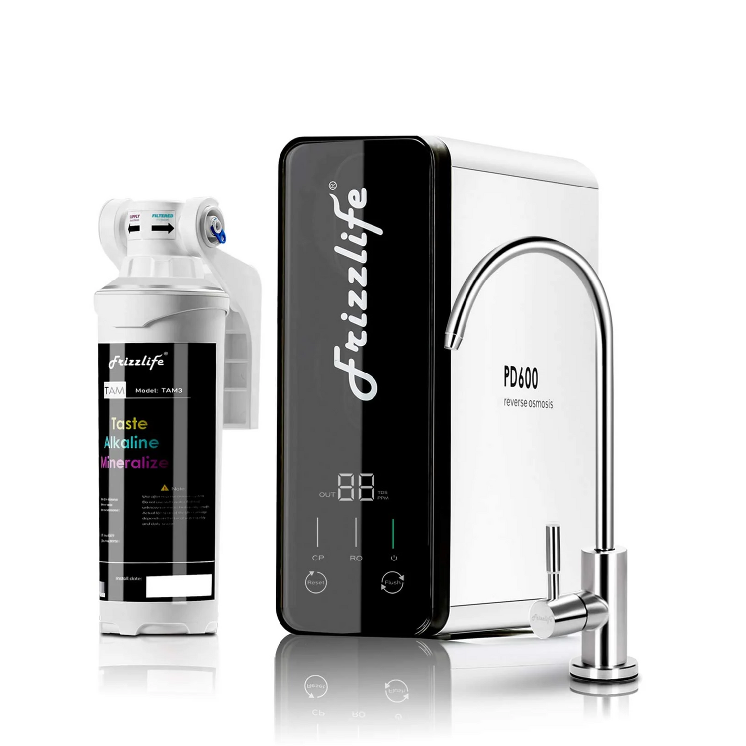 Frizzlife 600 GPD Umkehrosmosesystem mit Alkalinisierung und Remineralisierung, PD600-TAM3
