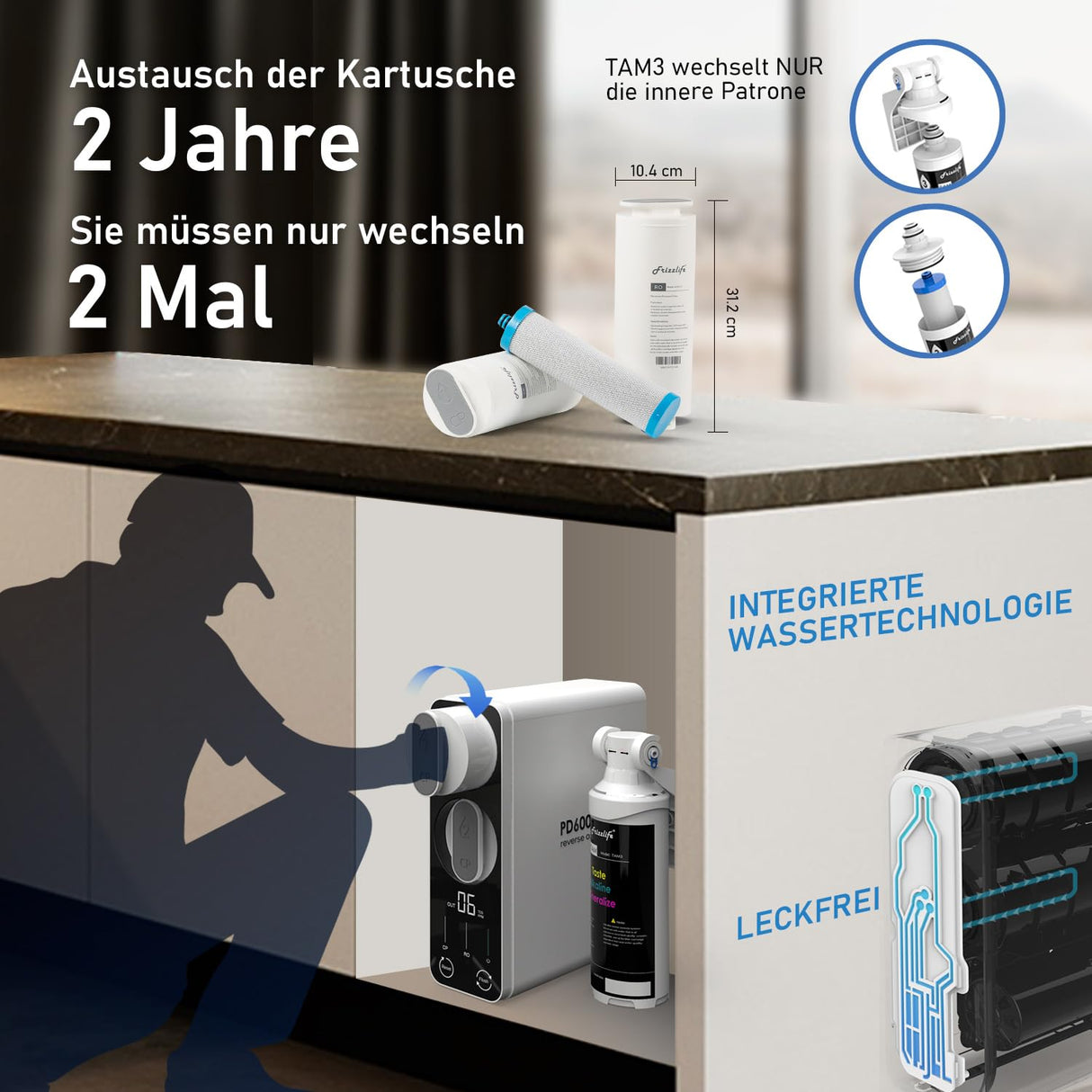 Frizzlife PD600-TAM3 600 GPD Umkehrosmoseanlage mit alkalischer Remineralisierung