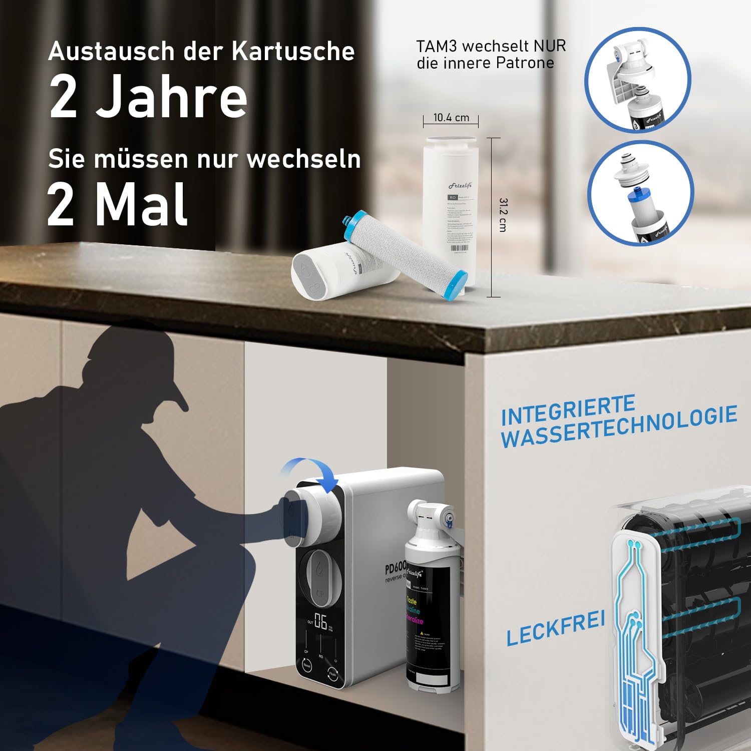 Frizzlife PD600-TAM3 600 GPD Umkehrosmoseanlage mit alkalischer Remineralisierung