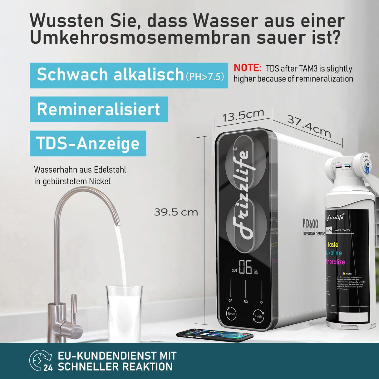 Frizzlife PD600-TAM3 600 GPD Umkehrosmoseanlage mit alkalischer Remineralisierung