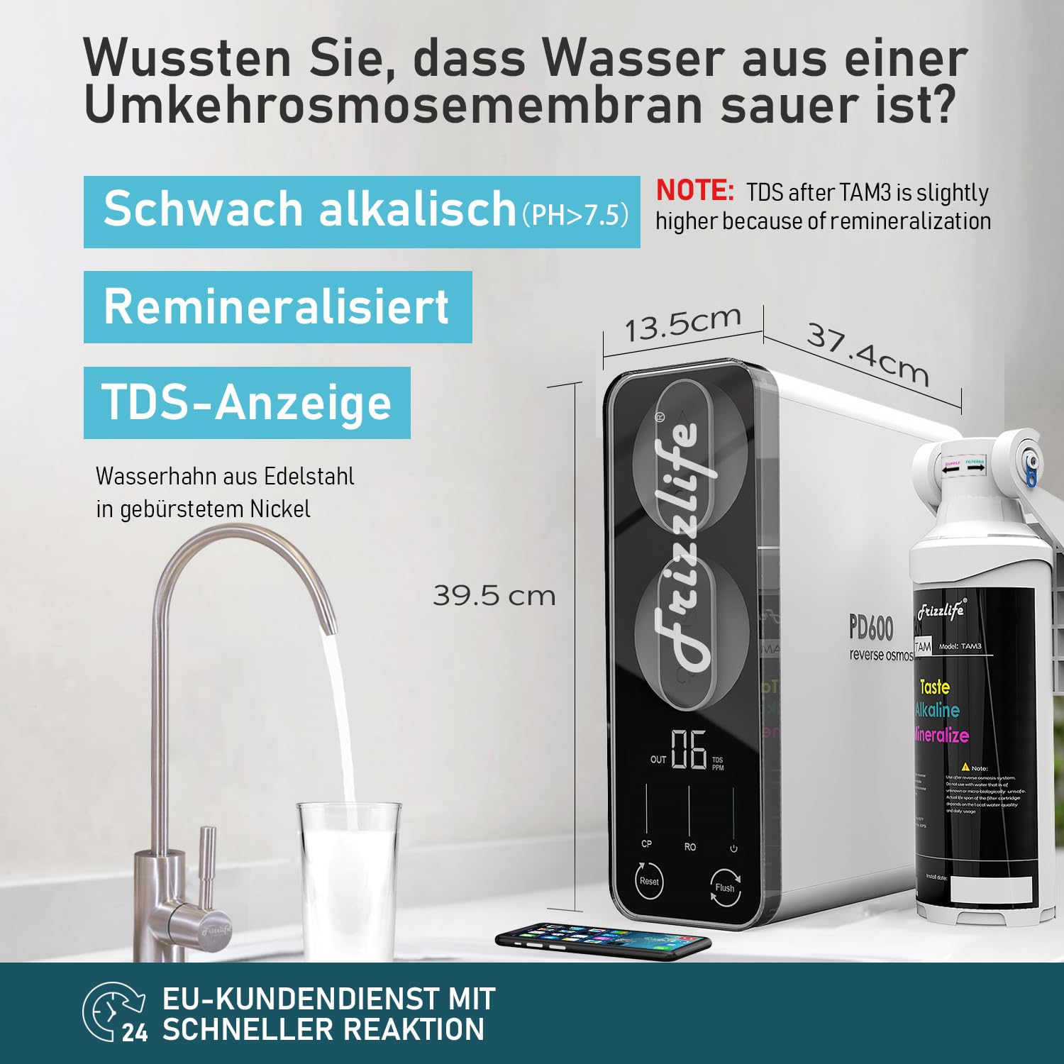 Frizzlife PD600-TAM3 600 GPD Umkehrosmoseanlage mit alkalischer Remineralisierung