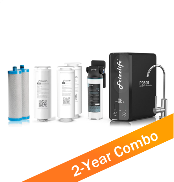 Frizzlife 800 GPD Durchfluss-Wasserfiltersystem mit Umkehrosmose inkl. Zwei-Jahres-Vorrat an Ersatzfiltern
