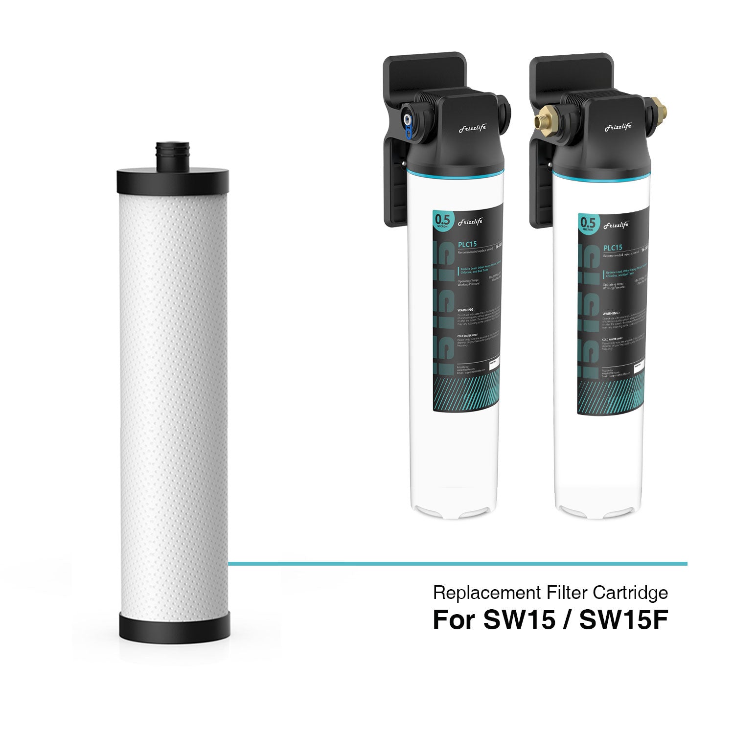 Cartuccia filtro di ricambio Frizzlife PLC15 per sistema di filtraggio dell'acqua sottolavello SW15/SW15F