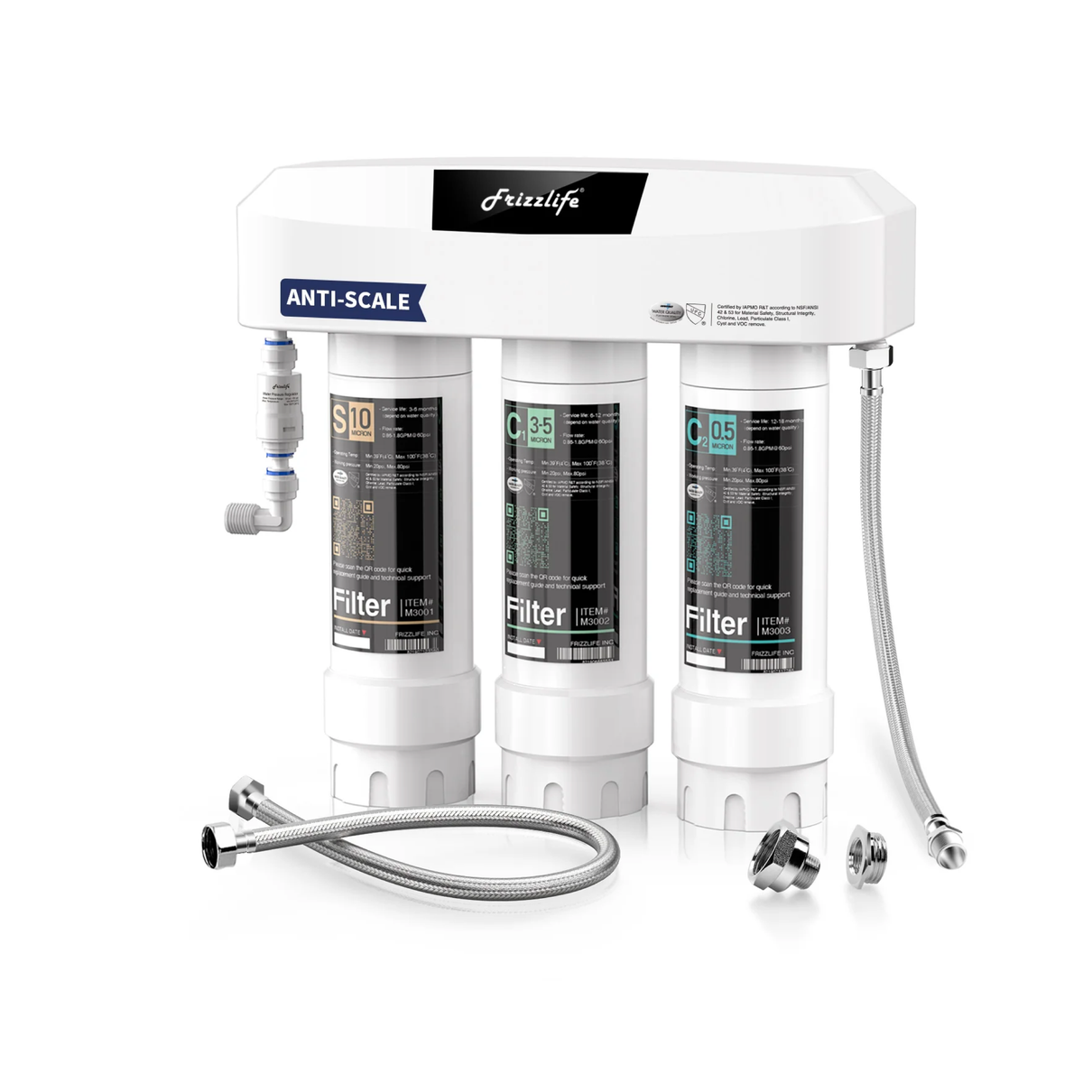 Frizzlife 3-stufiges Untertisch-Wasserfiltersystem SK99-Scale, Direktanschluss
