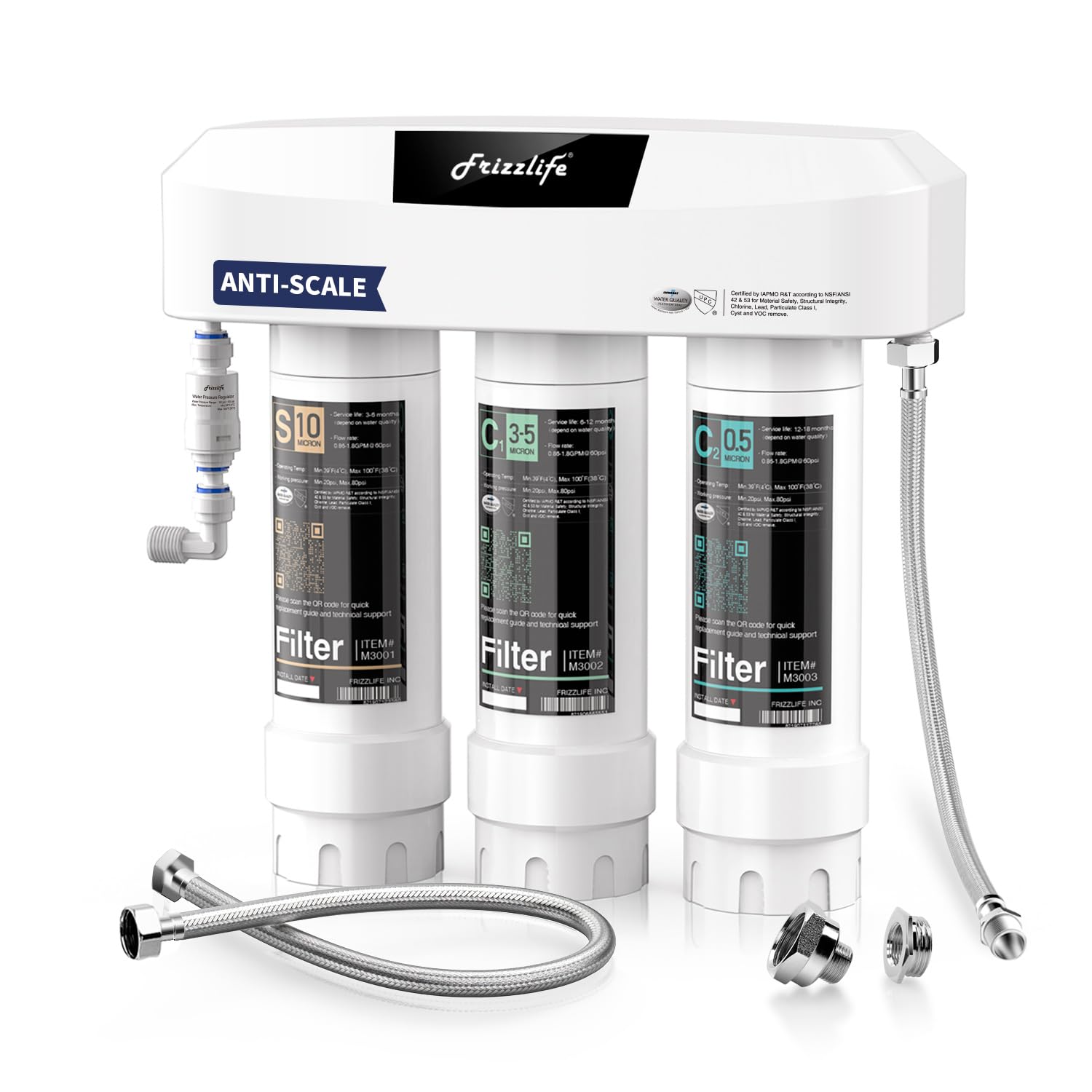 Frizzlife 3-stufiges Untertisch-Wasserfiltersystem SK99-NEW, Direktanschluss