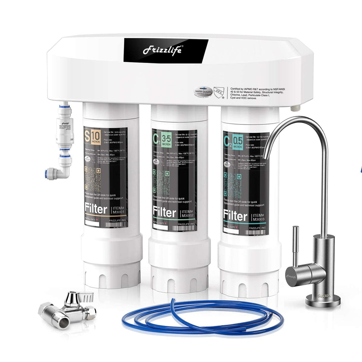 Frizzlife Untertisch-Wasserfiltersystem mit gebürstetem Nickel-Wasserhahn SP99-NEU