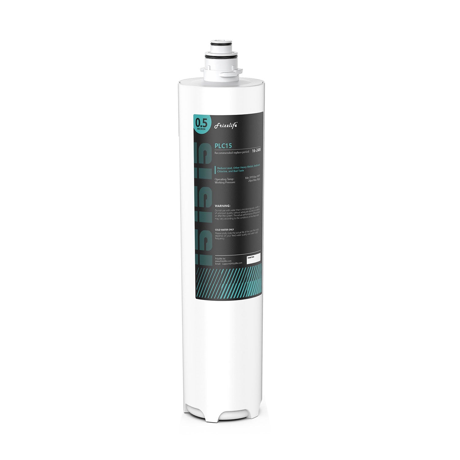 Set di alloggiamenti di ricambio Frizzlife SW15-HF con cartuccia filtro PLC15 all'interno – per sistemi di filtraggio dell'acqua sottolavello SW15 e SW15F