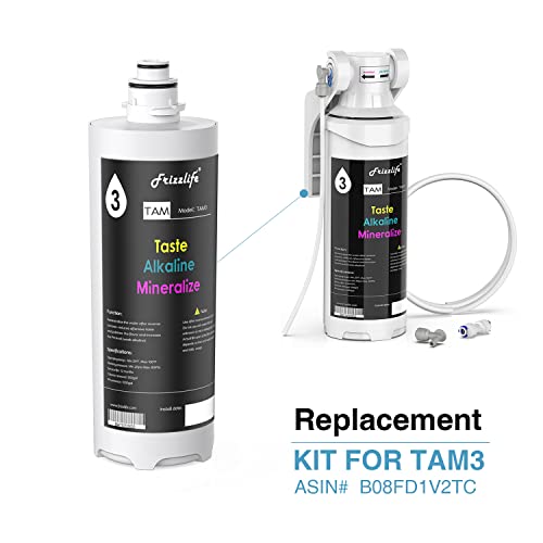 Frizzlife Tam3-HF replacement filter cartridge set for TAM3 filter, with FZ-4 filter cartridge and filter housing