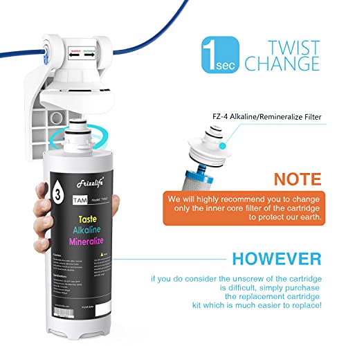 Frizzlife Tam3-HF replacement filter cartridge set for TAM3 filter, with FZ-4 filter cartridge and filter housing