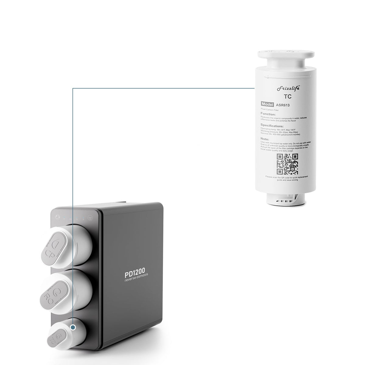 Frizzlife ASR613 Ersatz-Nachfilterkartusche für PD1200 Umkehrosmosesystem (3. Stufe)