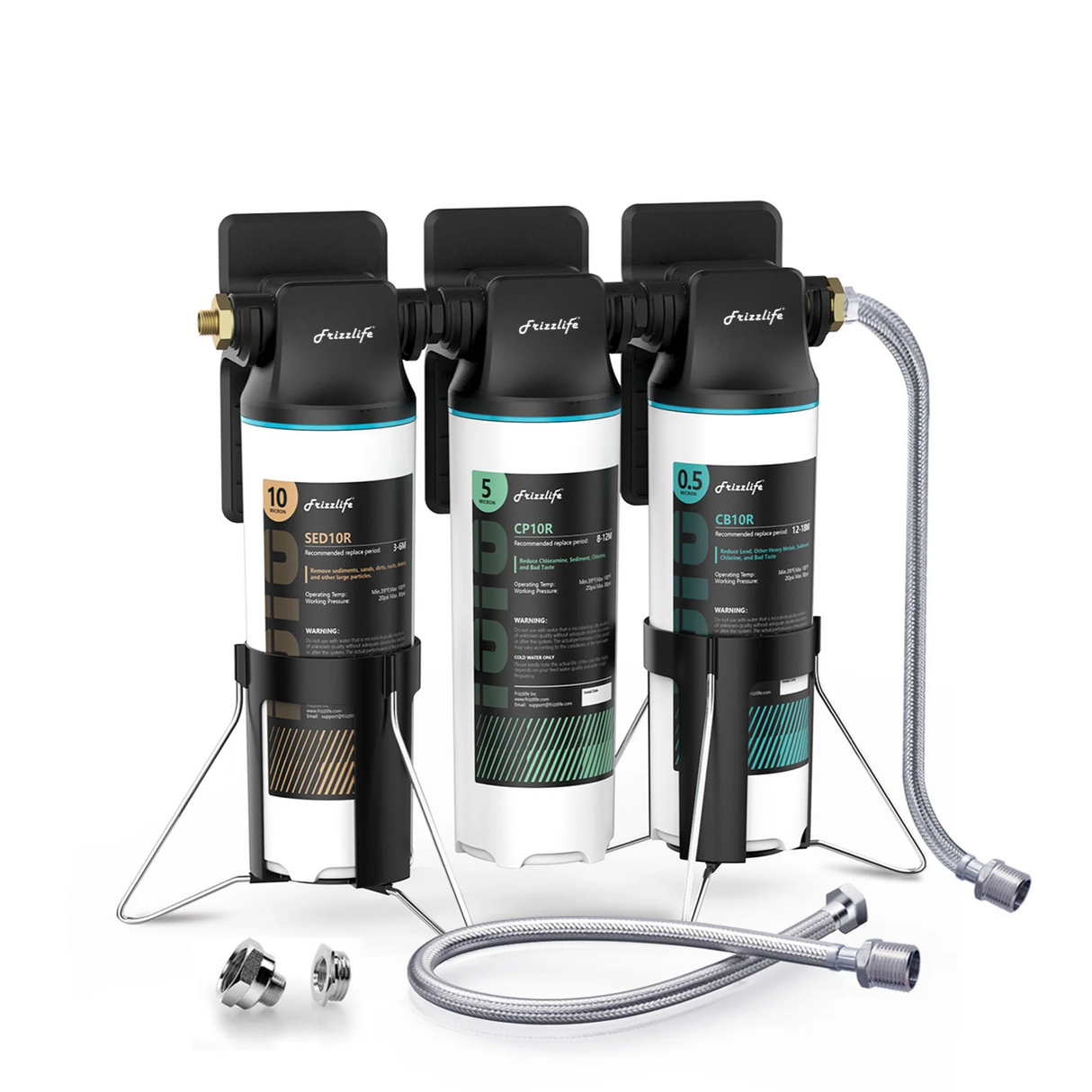 Frizzlife TW10 Under-sink water filter system, NSF/ANSI 53&42 certified elements