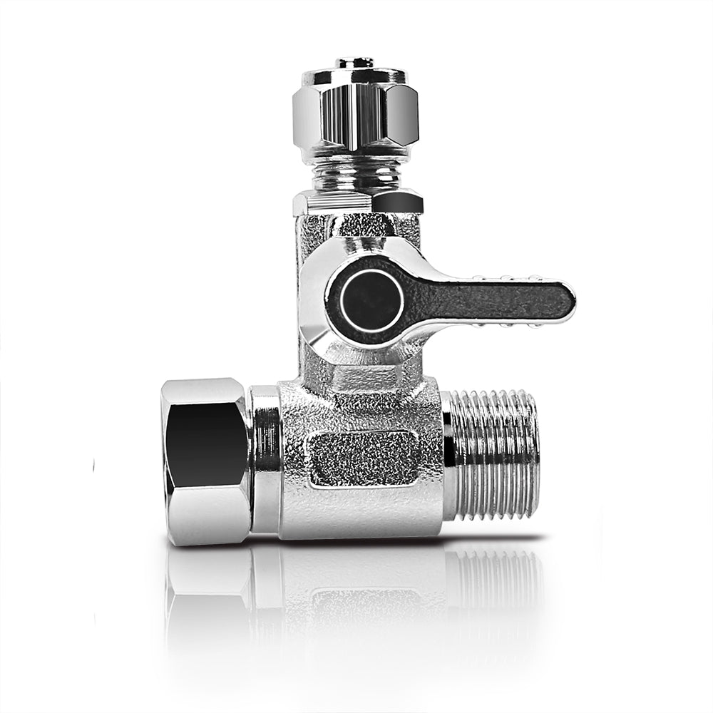 Frizzlife Brass Inlet Water Adapter for RO Water Filter, Ice Maker - 3/8", 3/8" Comp. and 1/4"OD Comp.