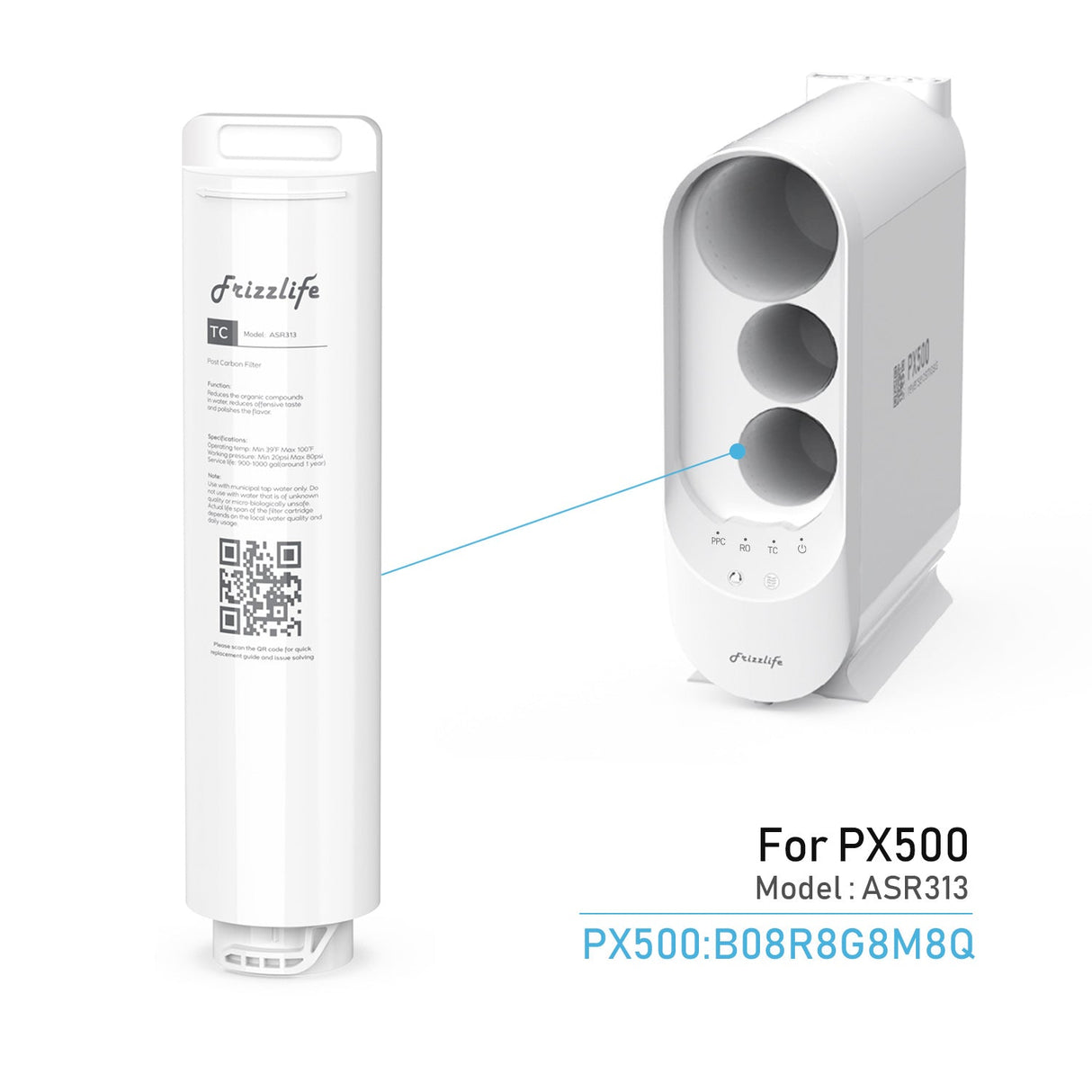 Frizzlife ASR313 Replacement filter cartridge for PX500 (3rd stage)