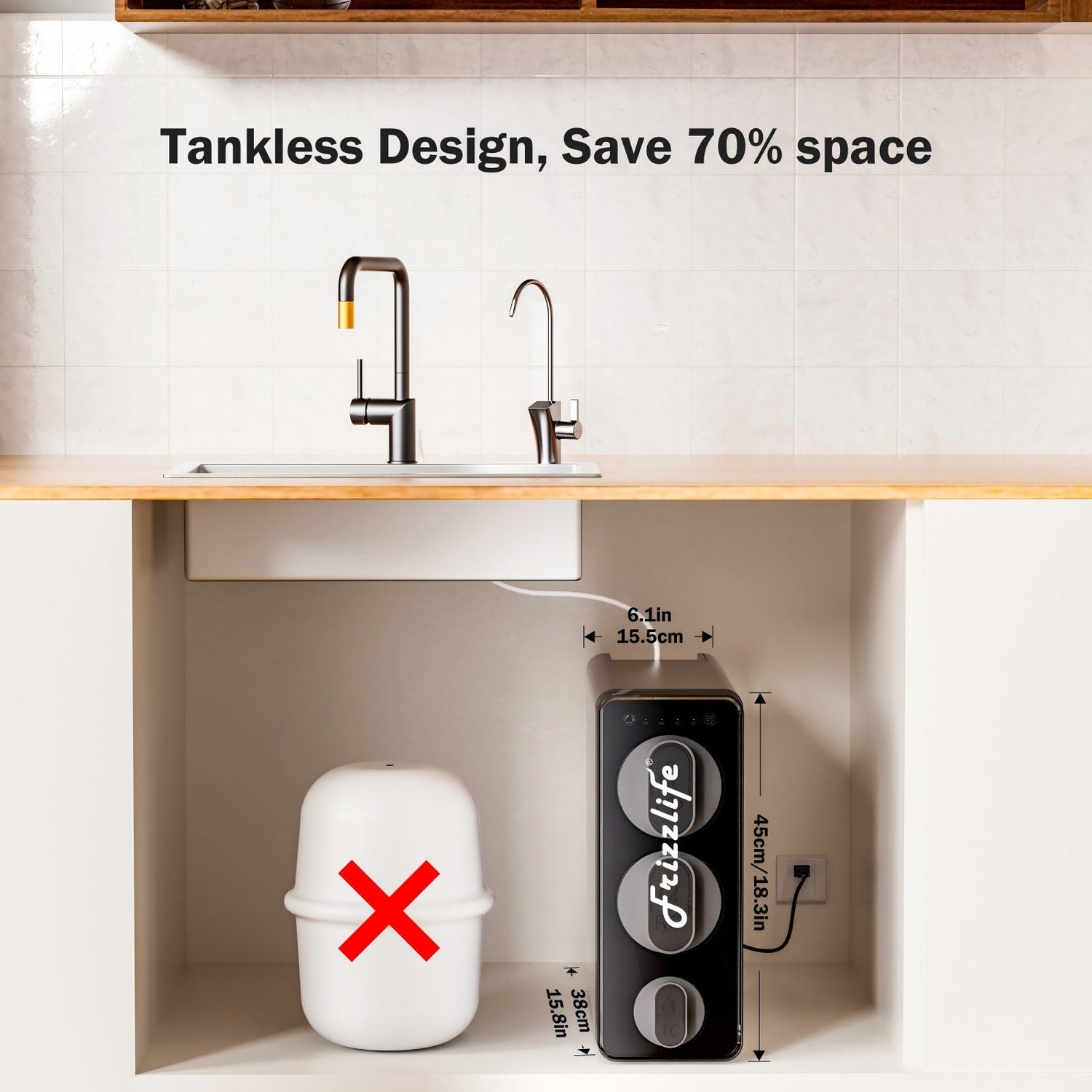 Sistema de filtrado de agua por ósmosis inversa Frizzlife RO: filtro de agua de ósmosis inversa de flujo rápido de 1200 GPD, sin tanque, reduce los sólidos totales disueltos (TDS), compacto, PD1200