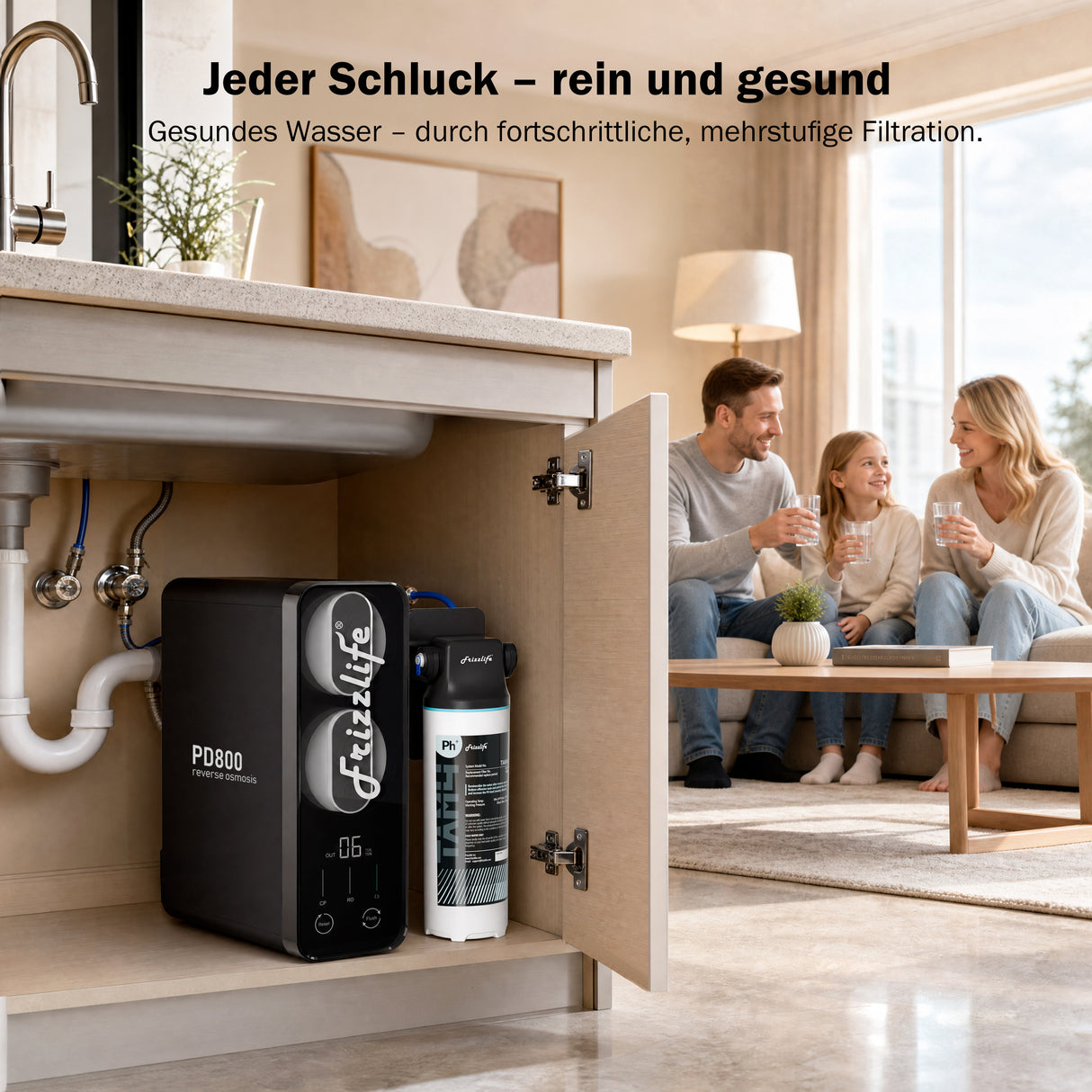 Frizzlife 800 GPD tankless reverse osmosis system – remineralization, PD800-TAM4
