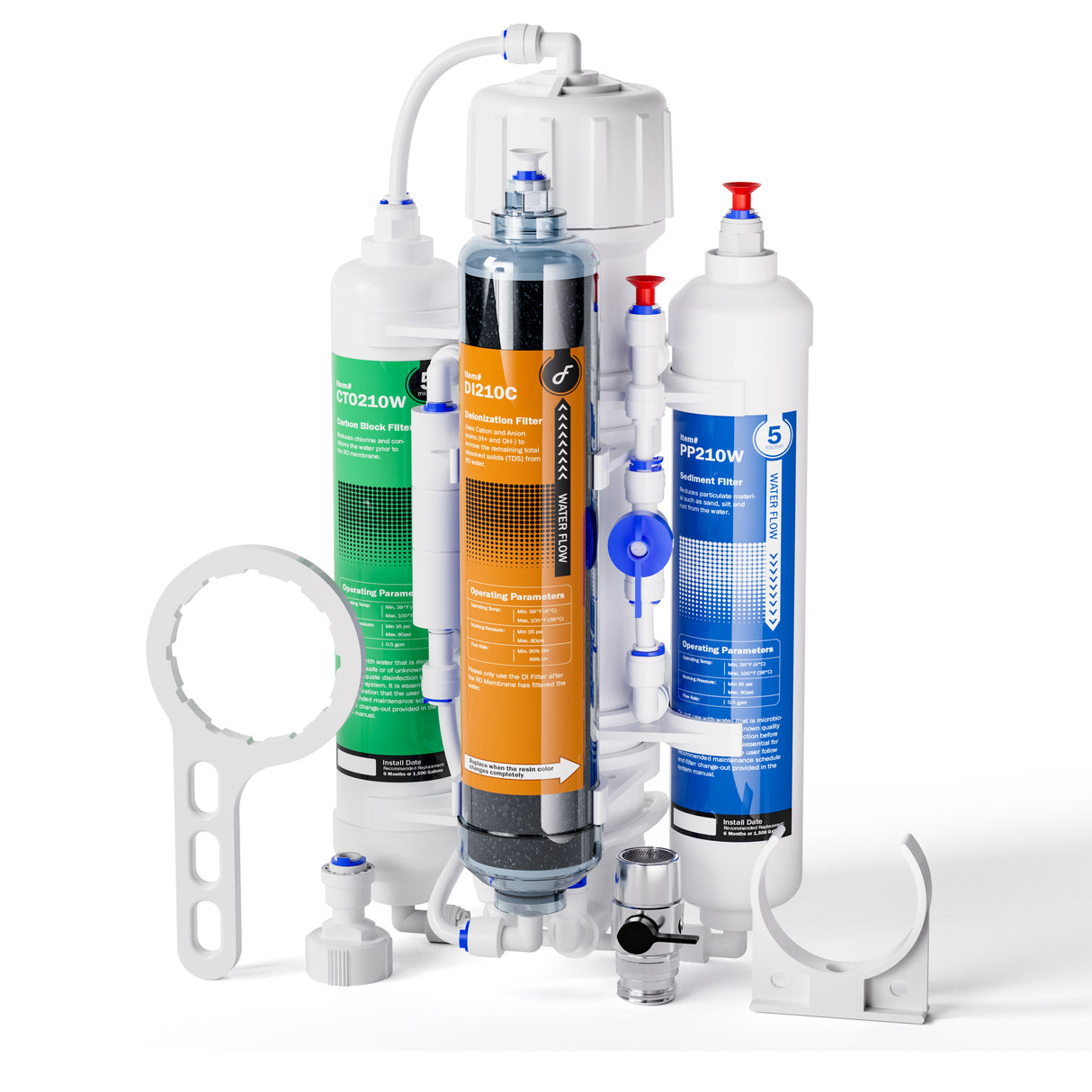 Frizzlife FAF100 4-stufiges RODI-Umkehrosmose-Filtersystem mit DI-Harzfilter für Aquarien, 100 GPD