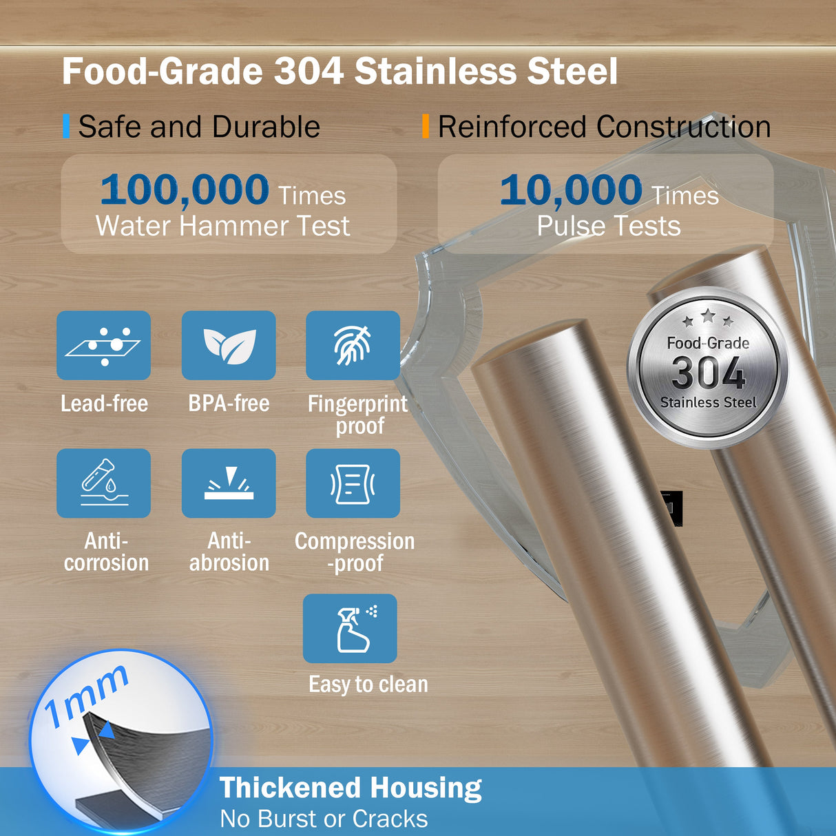 Frizzlife UDS99-S Untertisch-Wasserfiltersystem, 8-stufige Wasserfiltration mit Direktanschluss, 0,5 Mikron, reduziert 99,99 % Blei, Chlor, Schwermetalle, Kalk und Kalkstein, Edelstahl