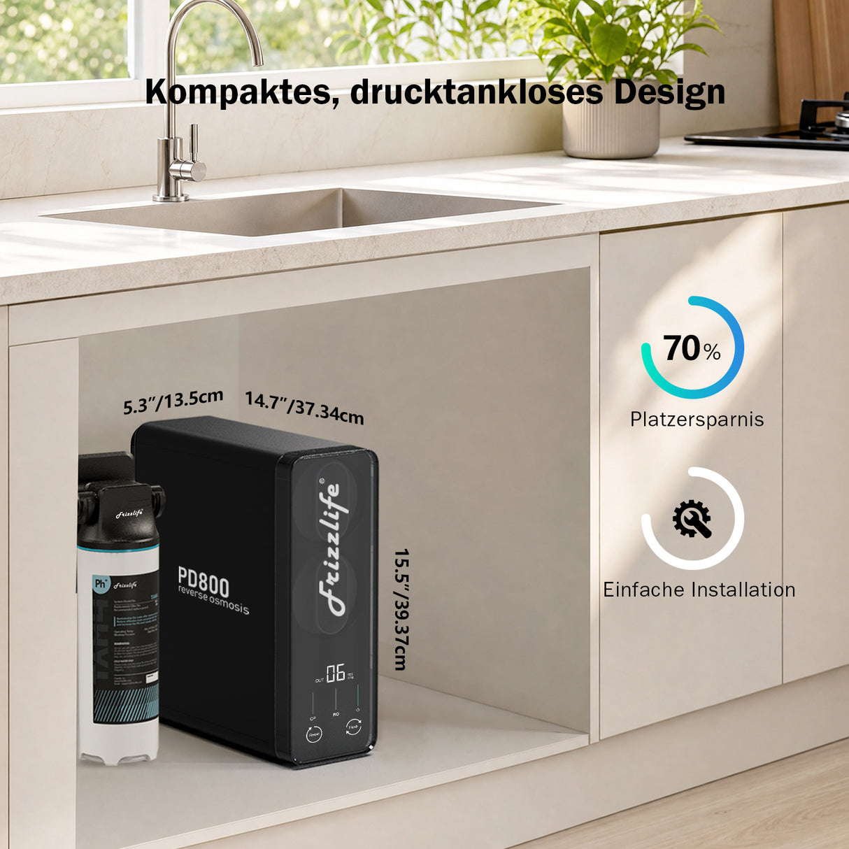 Frizzlife 800 GPD tankless reverse osmosis system – remineralization, PD800-TAM4