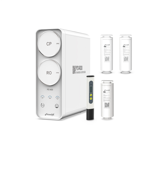 Frizzlife PD400 reverse osmosis water filter system with an additional 2-year replacement filter combination