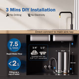Frizzlife UDS99-S Untertisch-Wasserfiltersystem, 8-stufige Wasserfiltration mit Direktanschluss, 0,5 Mikron, reduziert 99,99 % Blei, Chlor, Schwermetalle, Kalk und Kalkstein, Edelstahl