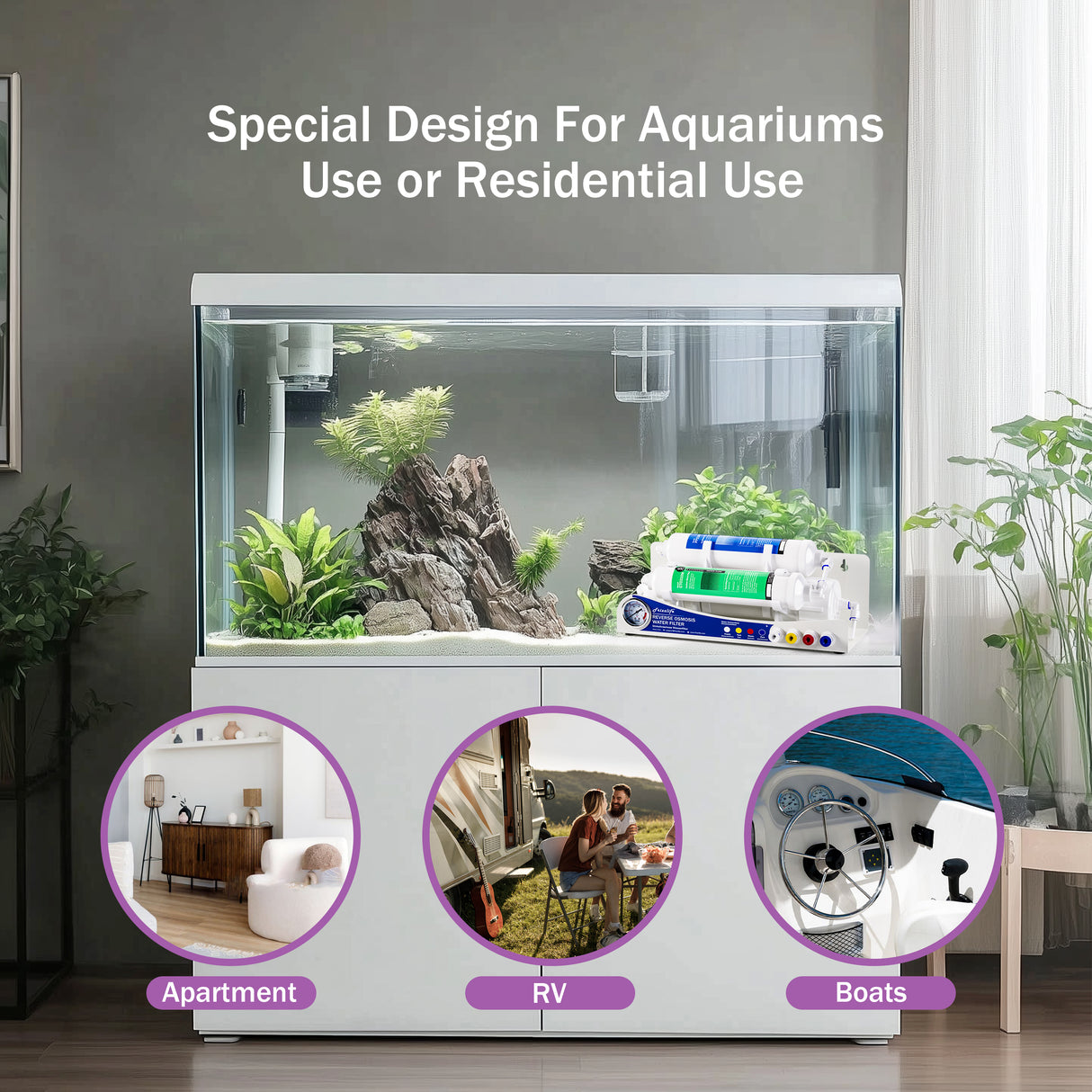 Frizzlife BFRO100 Umkehrosmosesystem für Aquarien, 3-stufiges RO-Trinkwasserfiltersystem mit Druckmesser, kompakt, 100 GPD